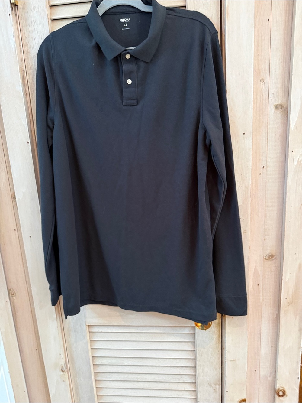 Sonoma Men’s Long-Sleeve Black Polo Large Tall